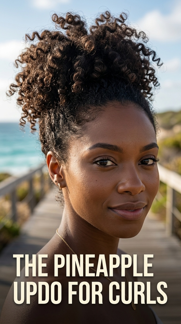 The Pineapple Updo for Curls