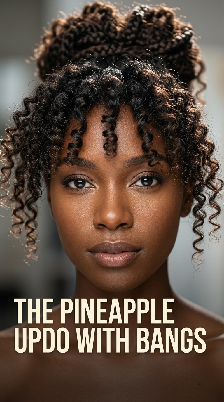 The Pineapple Updo with Bangs