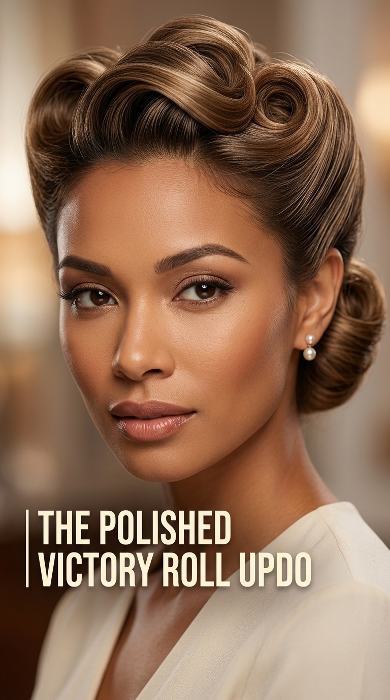 The Polished Victory Roll Updo