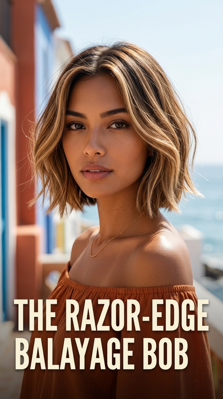 The Razor-Edge Balayage Bob