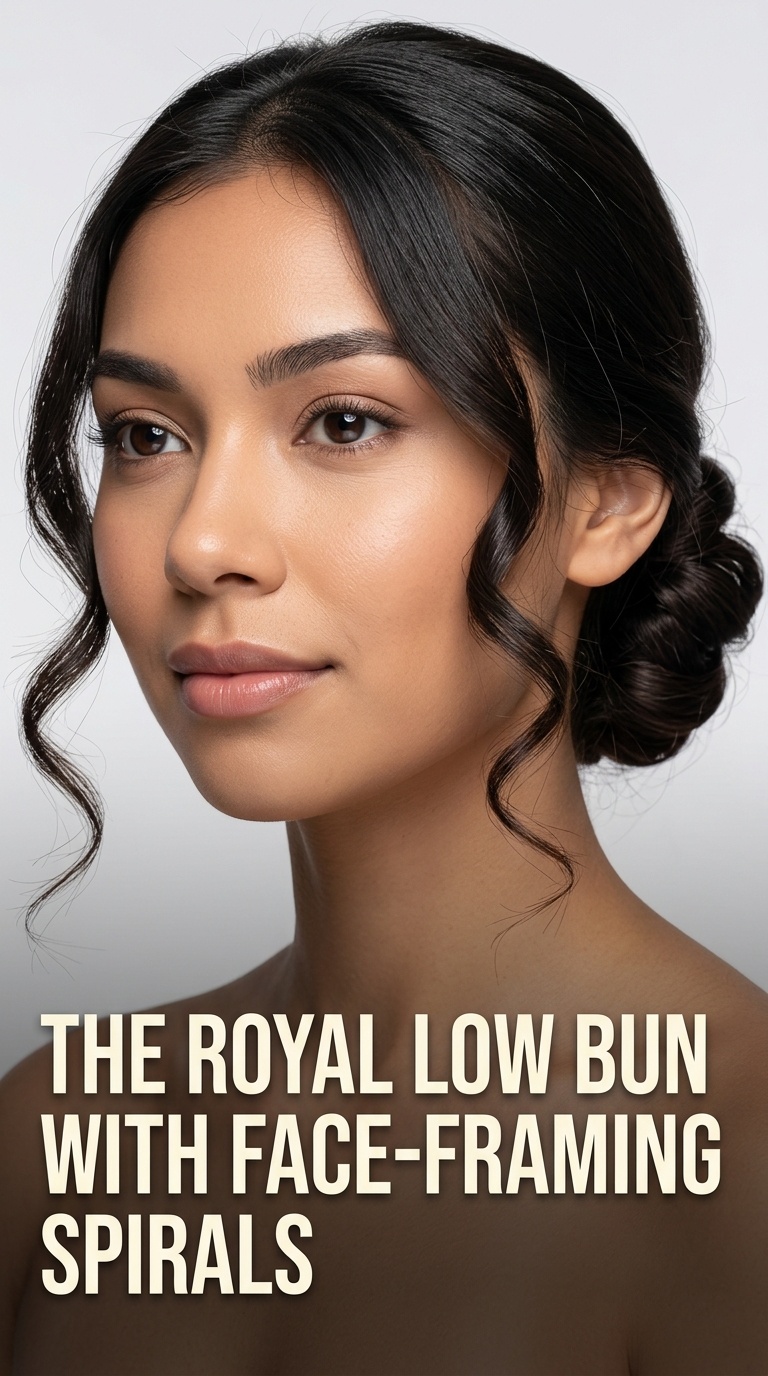 The Royal Low Bun with Face-Framing Spirals