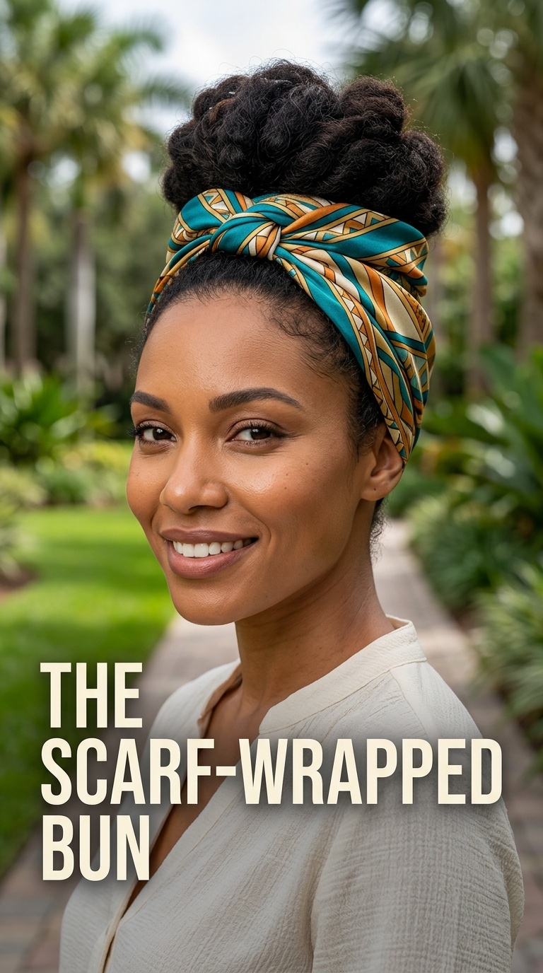 The Scarf-Wrapped Bun