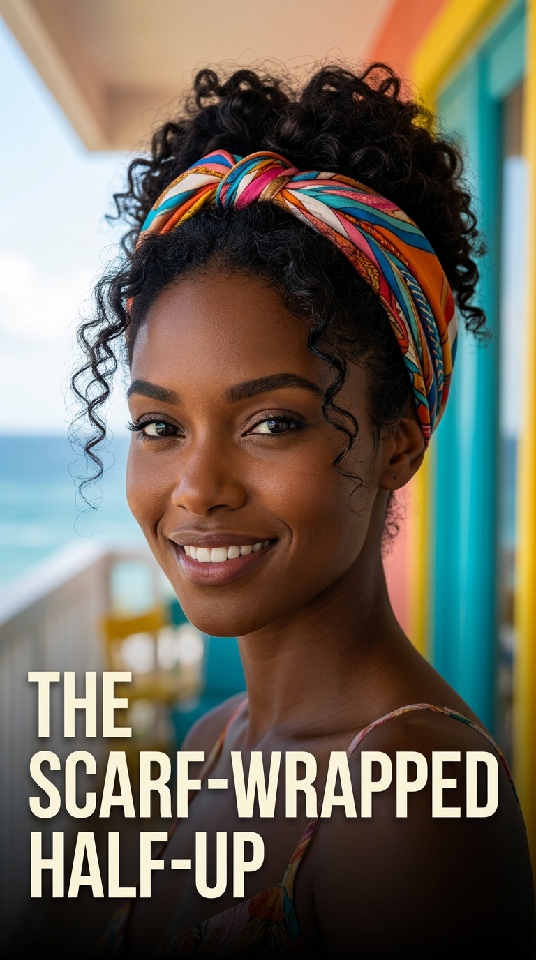 The Scarf-Wrapped Half-Up
