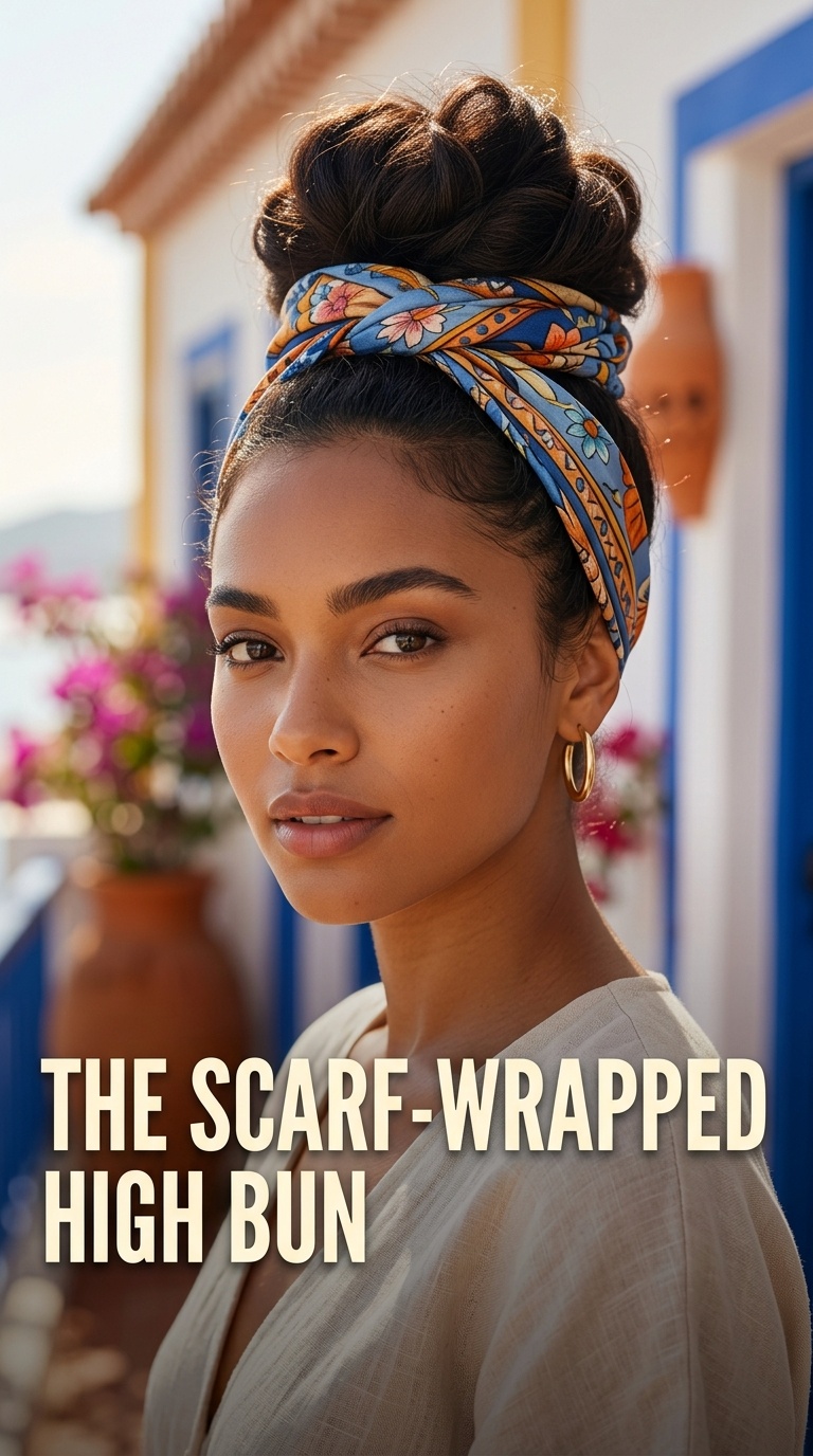 The Scarf-Wrapped High Bun
