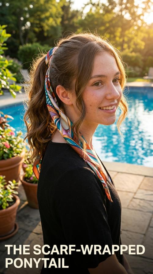 The Scarf-Wrapped Ponytail