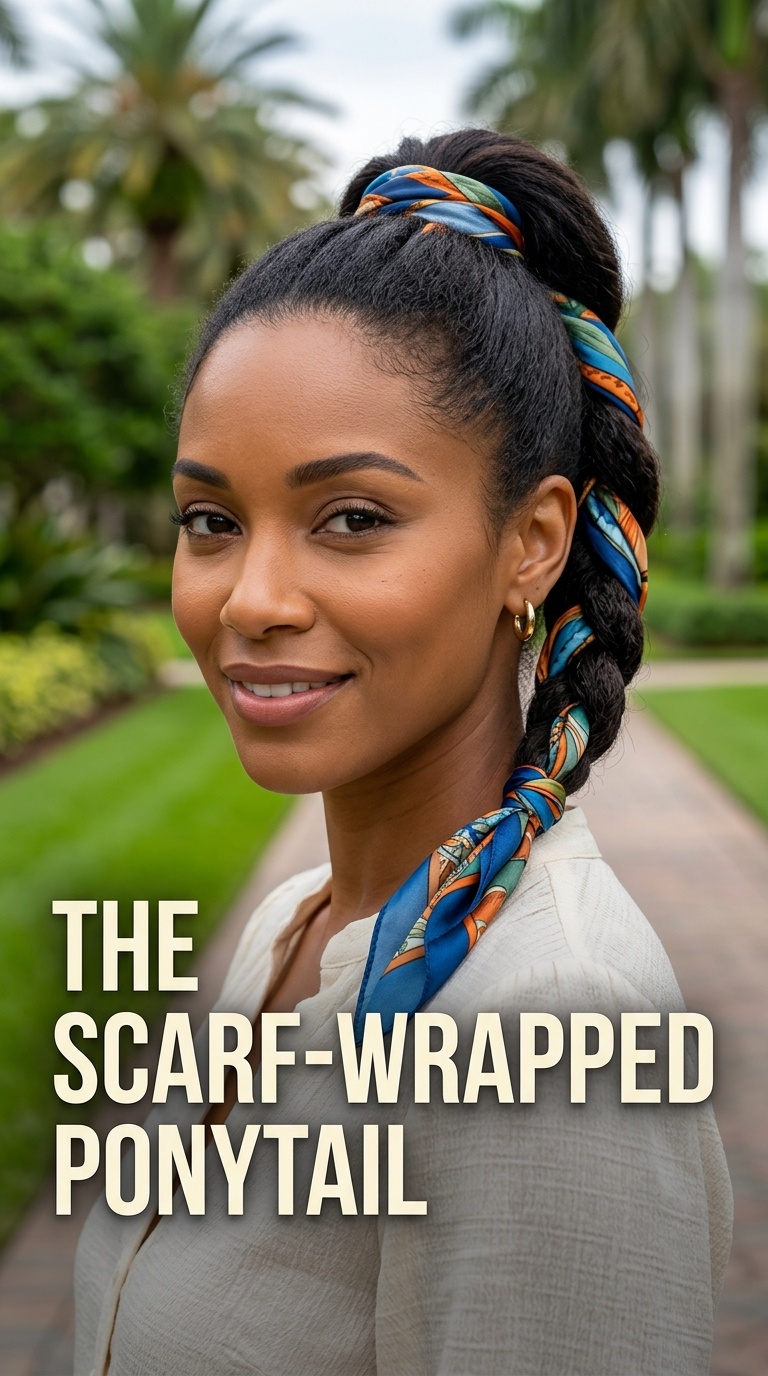The Scarf-Wrapped Ponytail