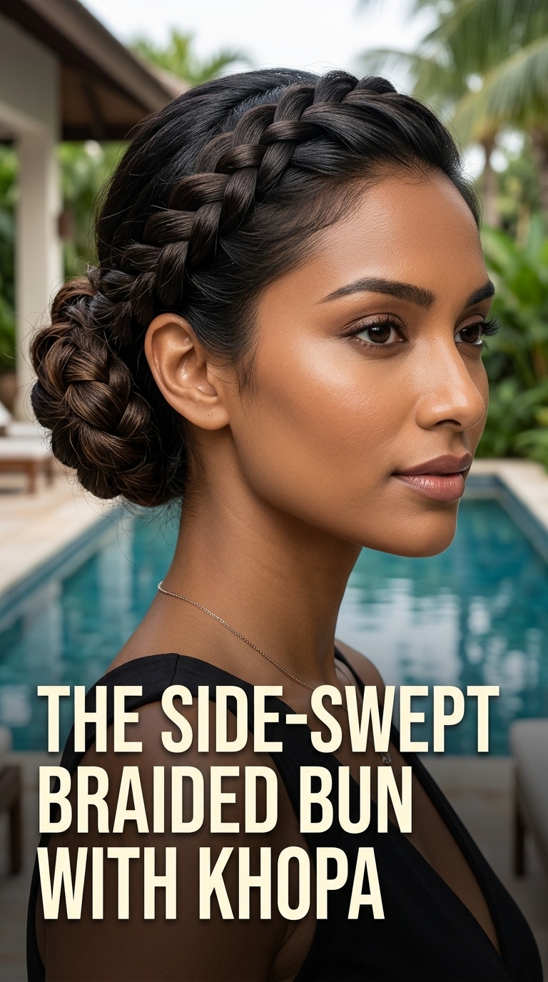 The Side-Swept Braided Bun with Khopa
