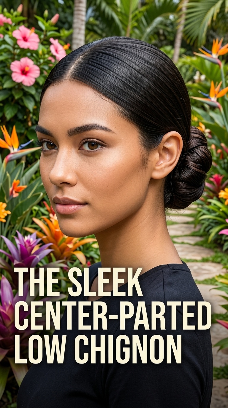 The Sleek Center-Parted Low Chignon