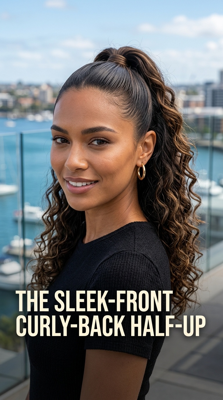 The Sleek-Front Curly-Back Half-Up
