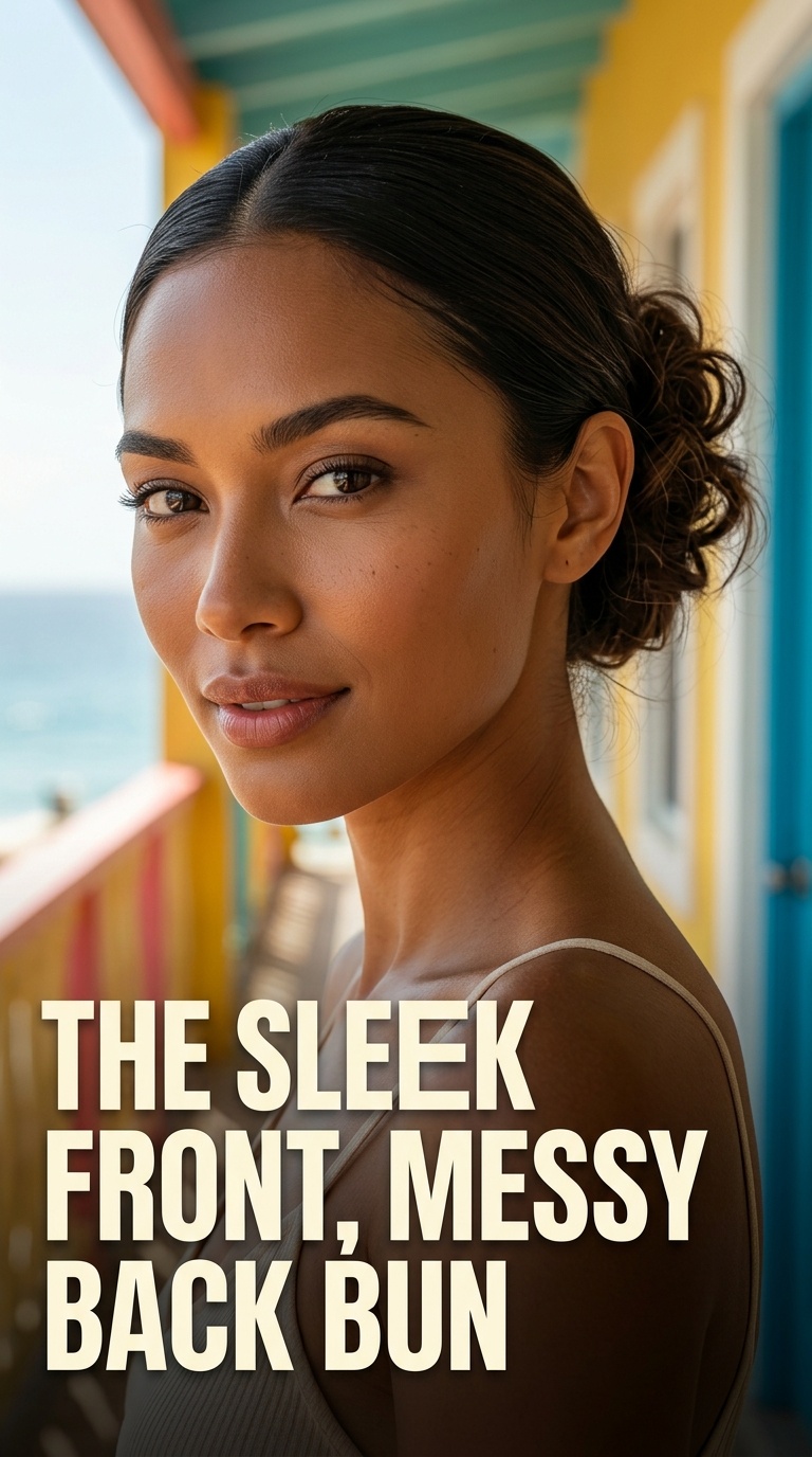 The Sleek Front, Messy Back Bun