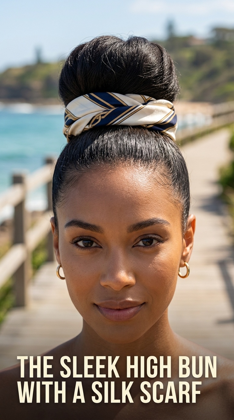 The Sleek High Bun with a Silk Scarf