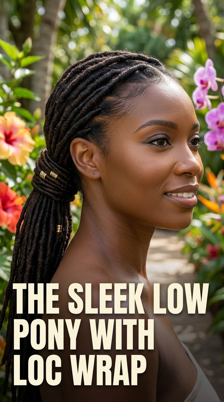 The Sleek Low Pony with Loc Wrap