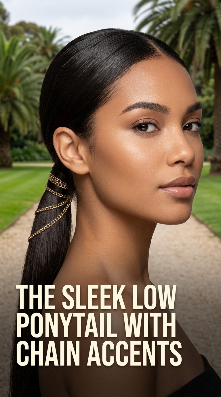 The Sleek Low Ponytail with Chain Accents