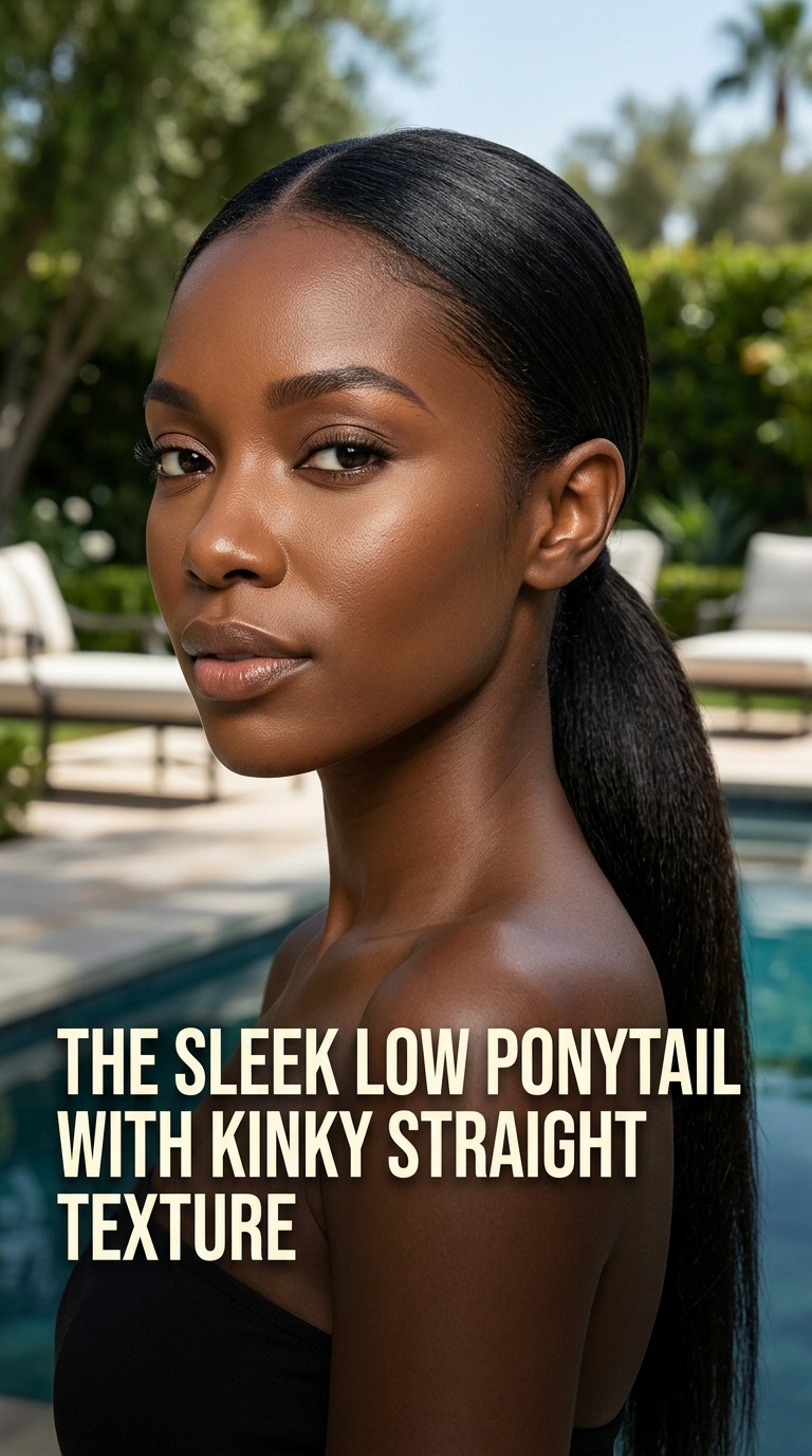 The Sleek Low Ponytail with Kinky Straight Texture