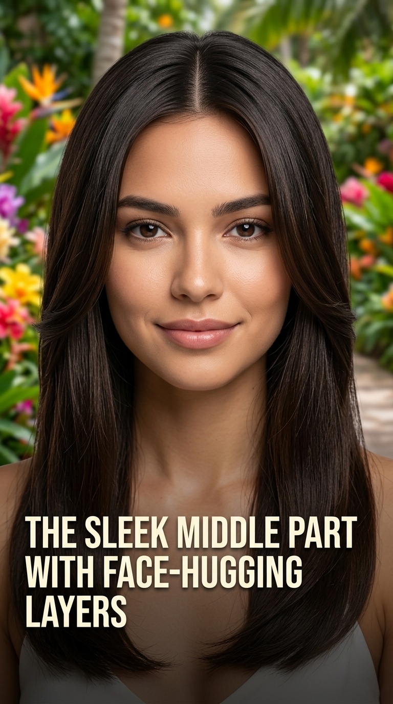 The Sleek Middle Part with Face-Hugging Layers