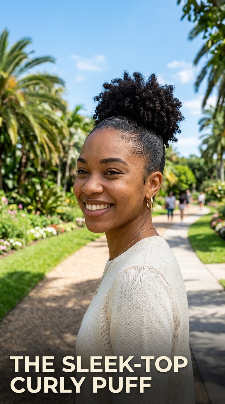 The Sleek-Top Curly Puff