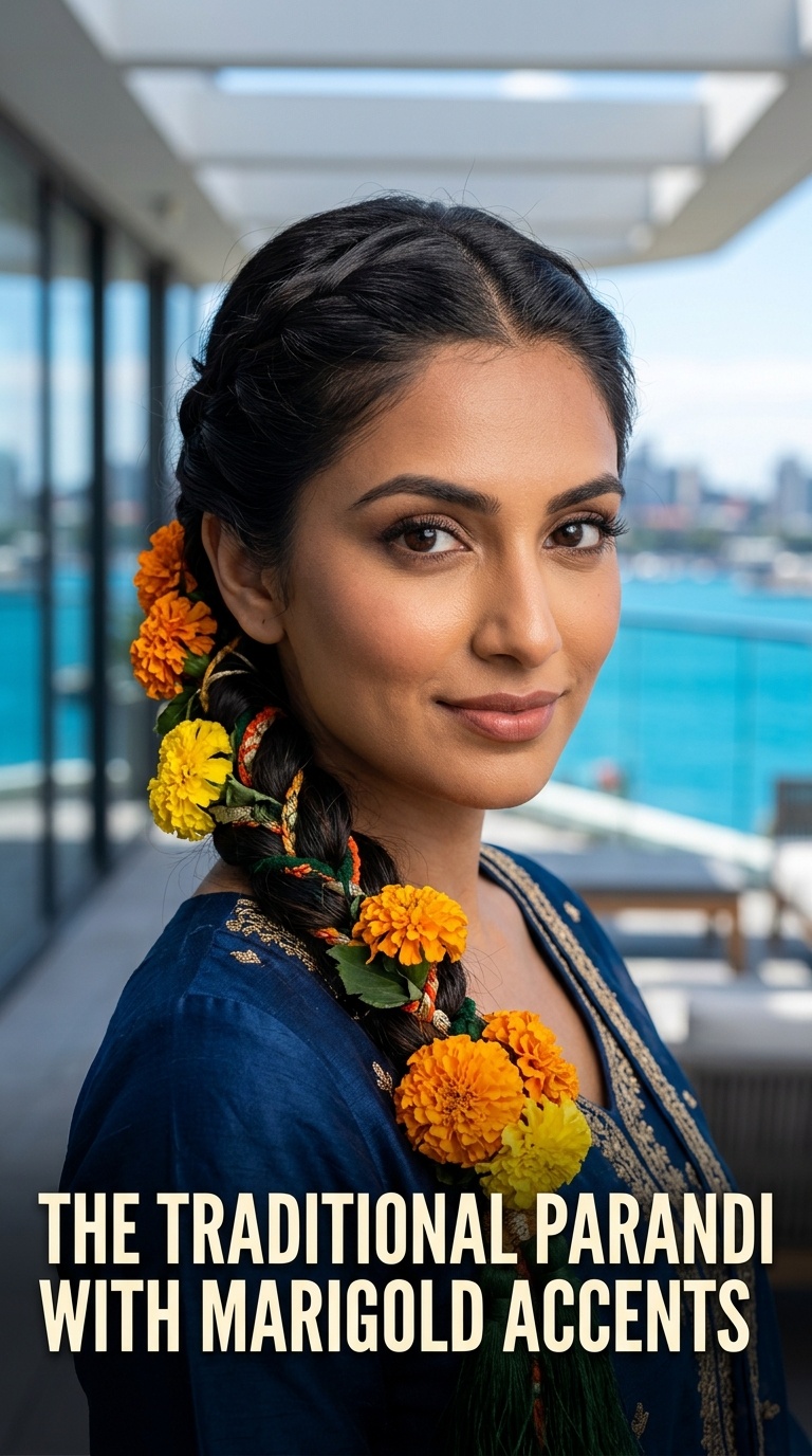 The Traditional Parandi with Marigold Accents