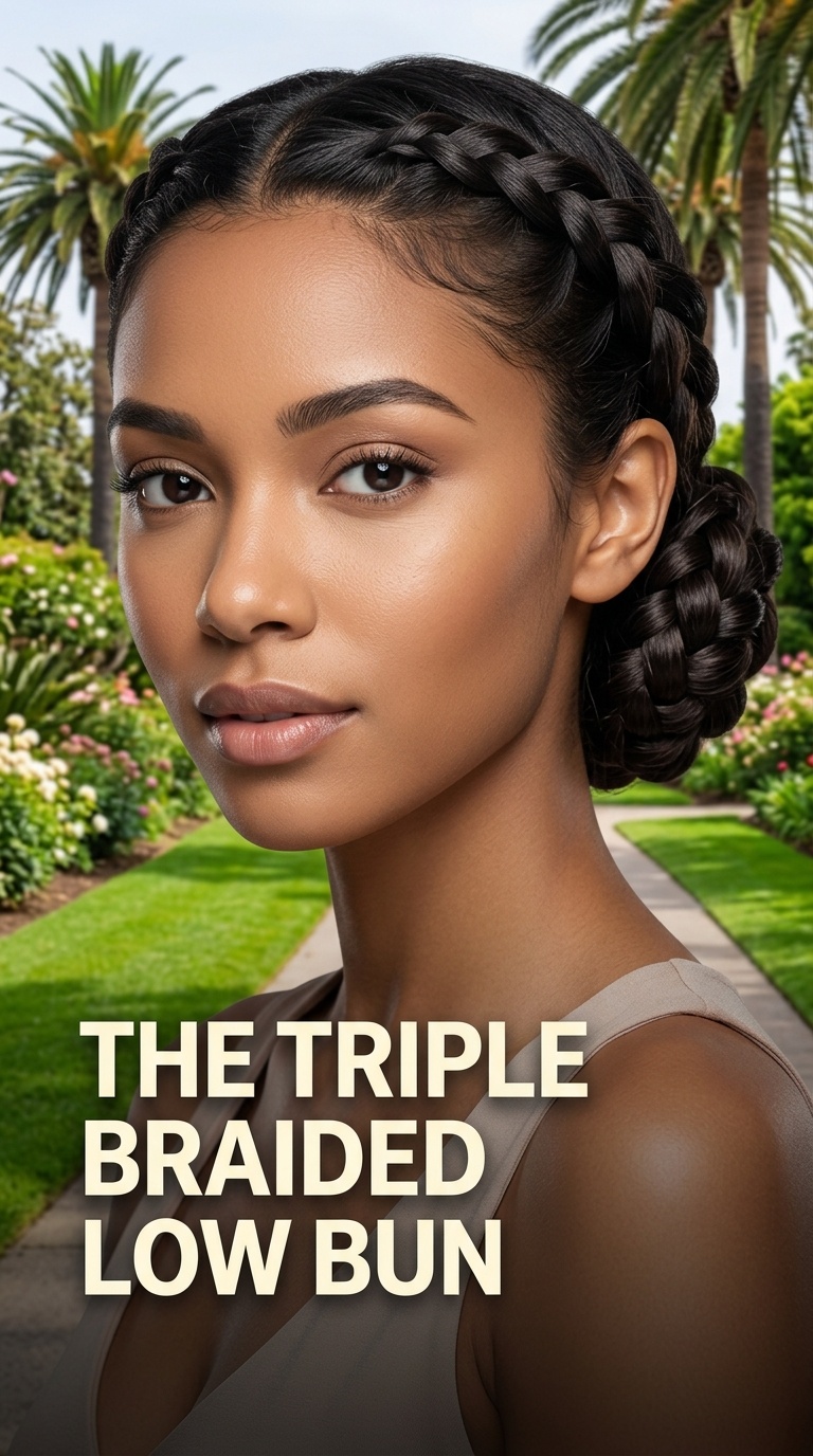 The Triple Braided Low Bun