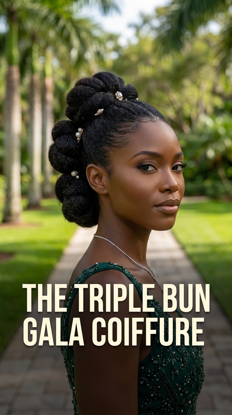The Triple Bun Gala Coiffure