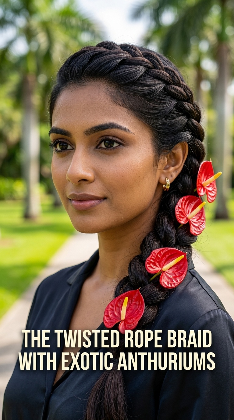 The Twisted Rope Braid with Exotic Anthuriums