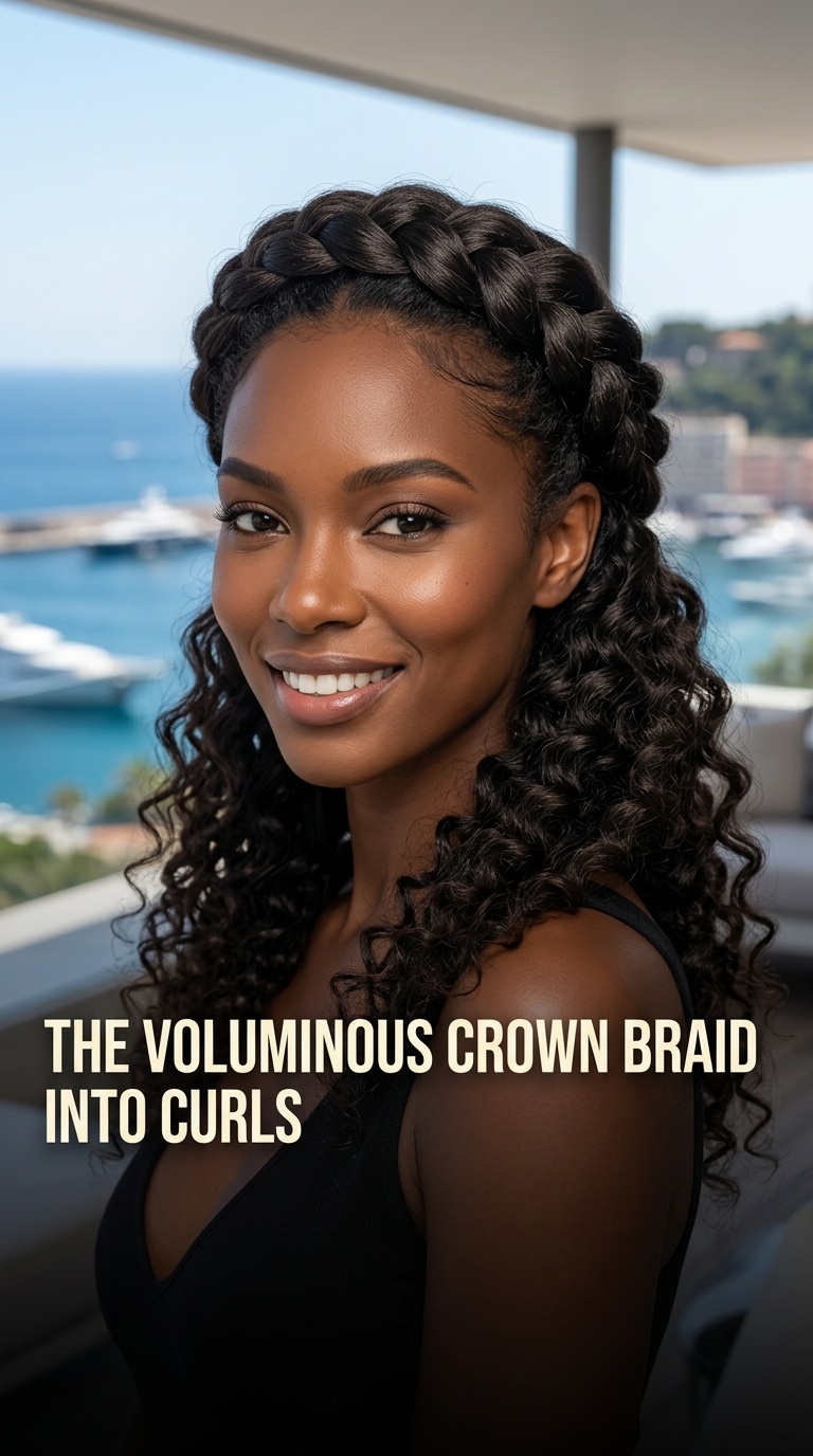 The Voluminous Crown Braid into Curls