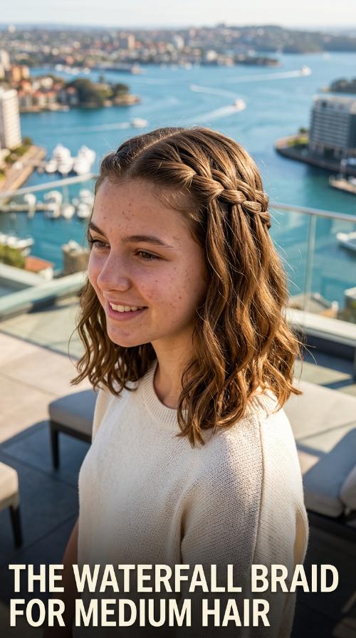 The Waterfall Braid for Medium Hair