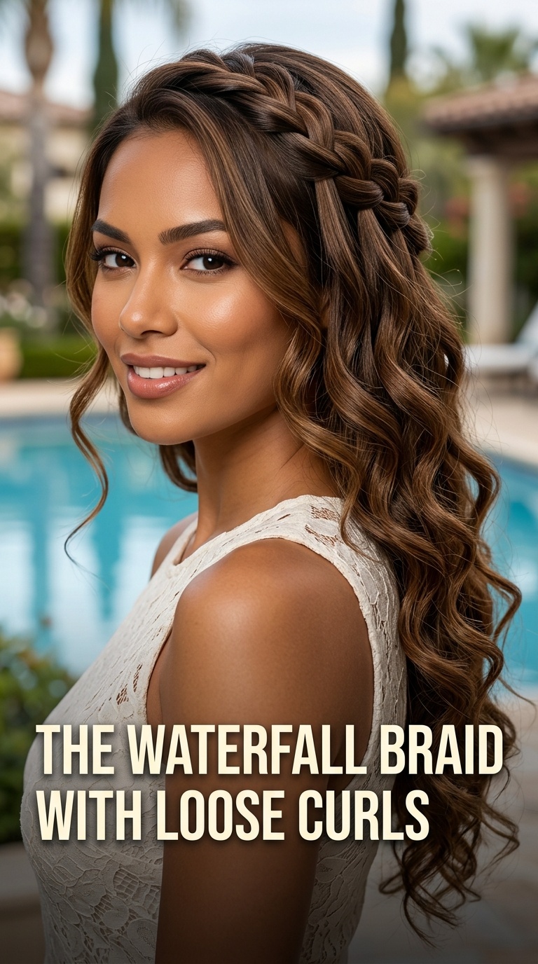 The Waterfall Braid with Loose Curls