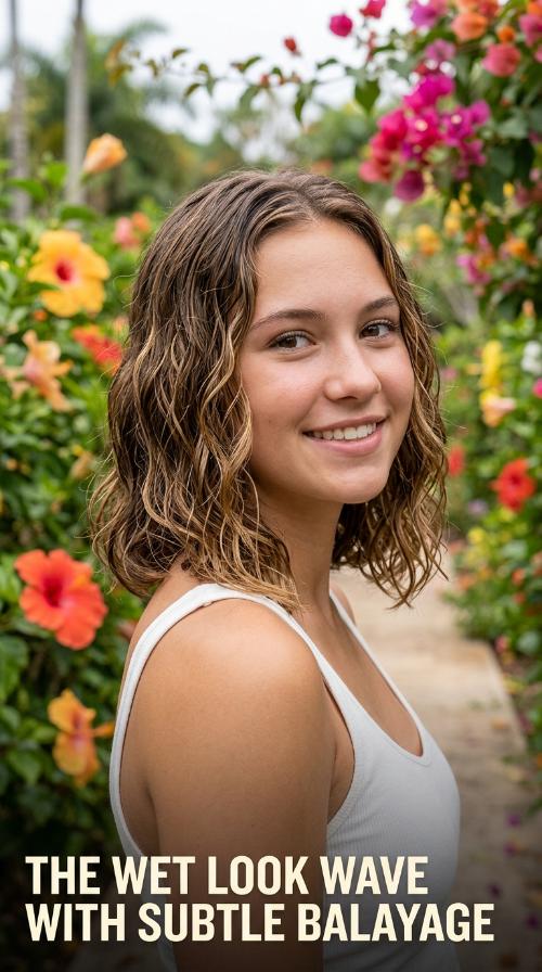The Wet Look Wave with Subtle Balayage