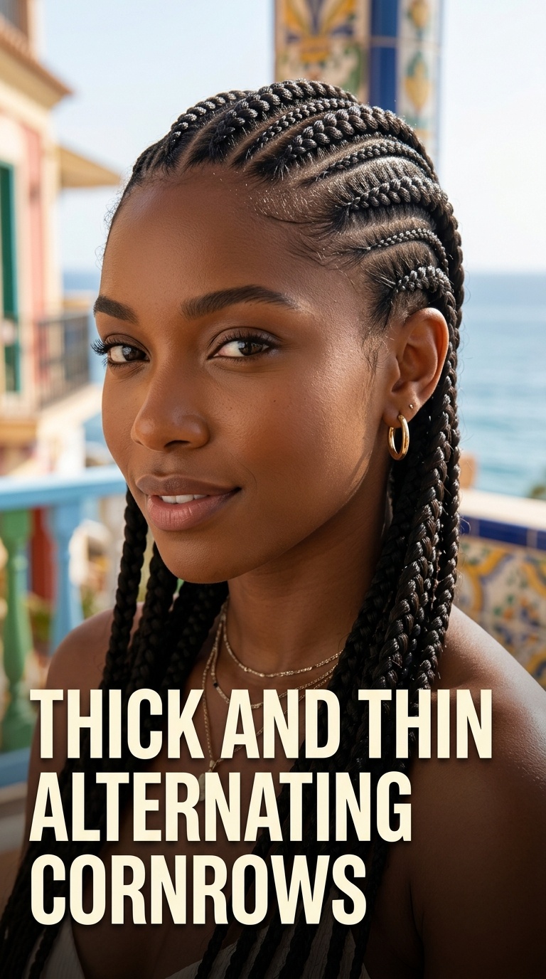 Thick and Thin Alternating Cornrows