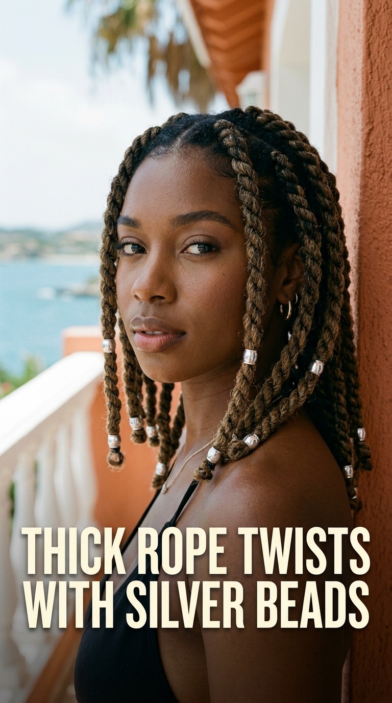 Thick Rope Twists with Silver Beads