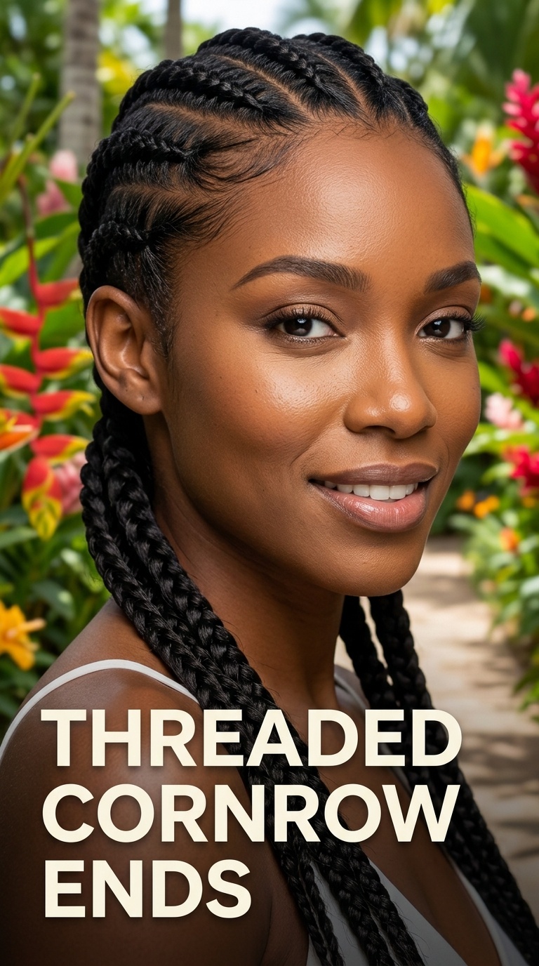 Threaded Cornrow Ends