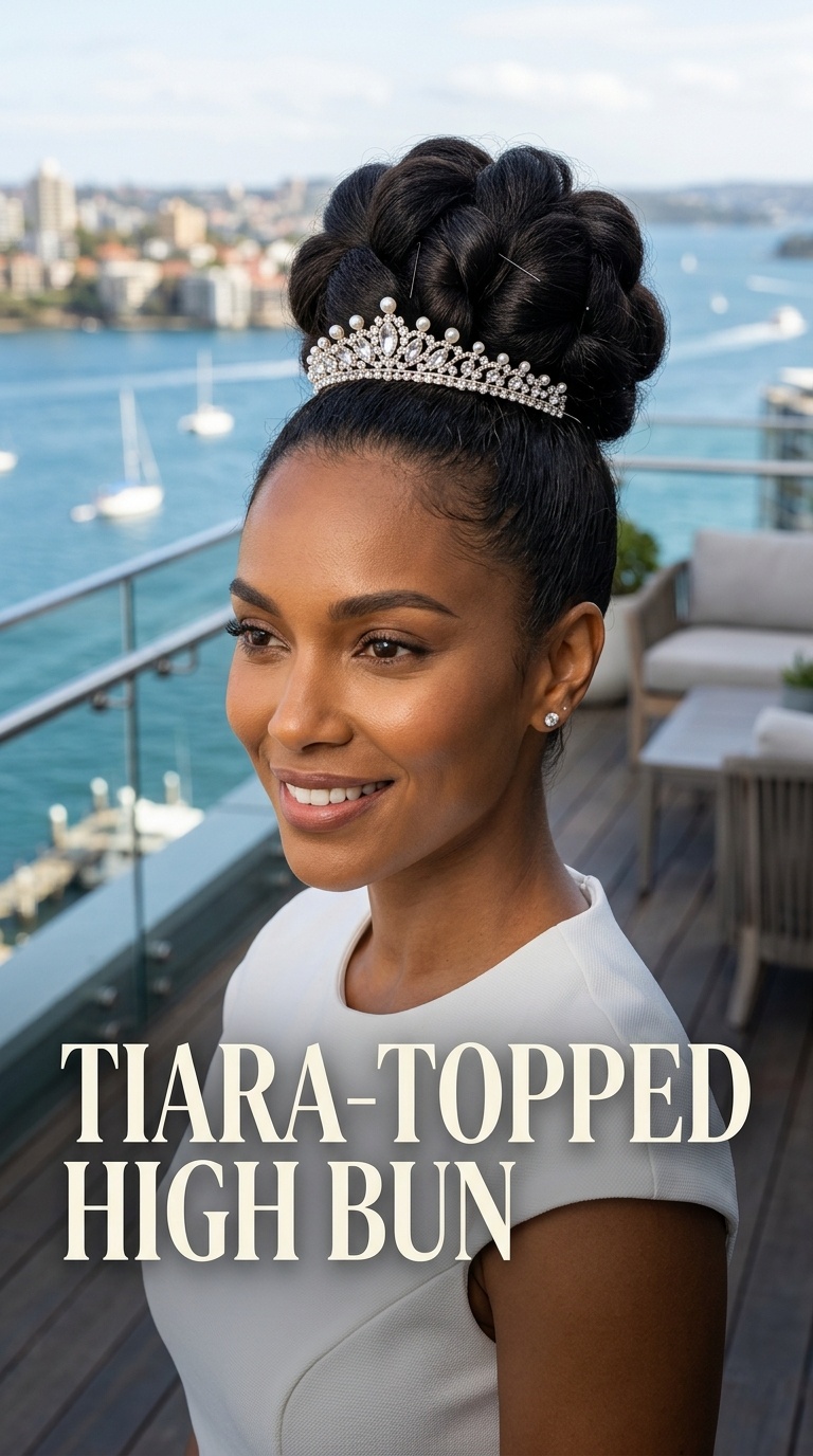 Tiara-Topped High Bun