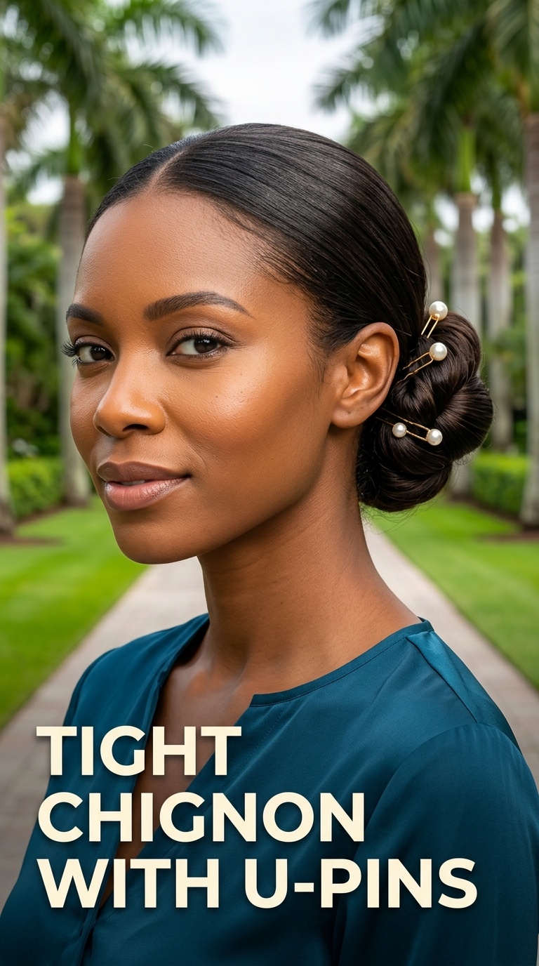 Tight Chignon with U-Pins