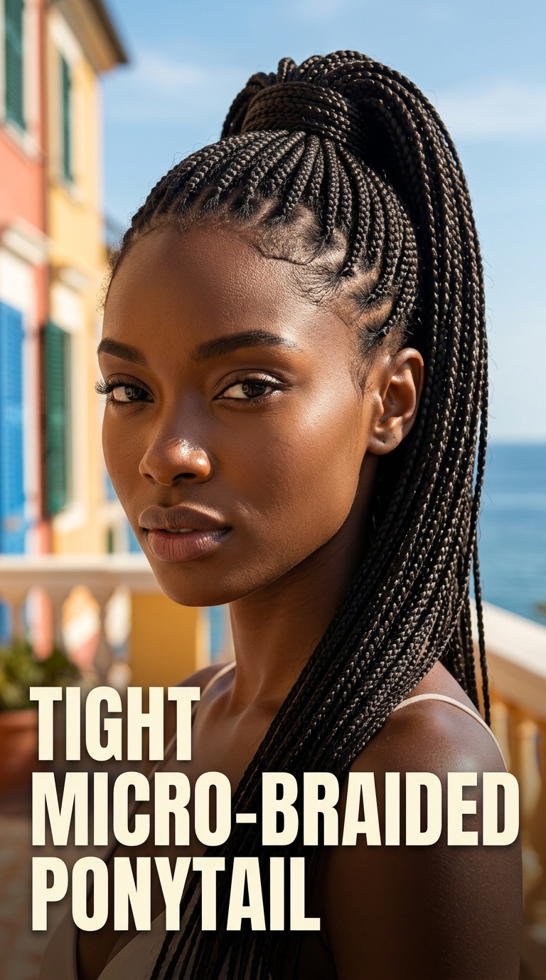 Tight Micro-Braided Ponytail