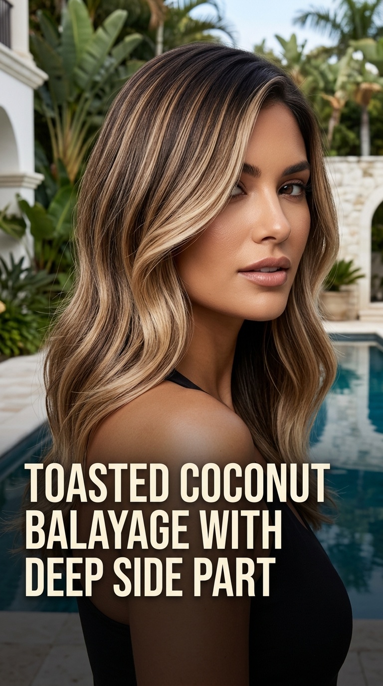 Toasted Coconut Balayage with Deep Side Part