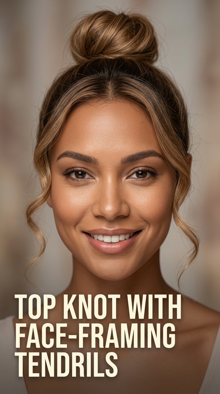 Top Knot with Face-Framing Tendrils