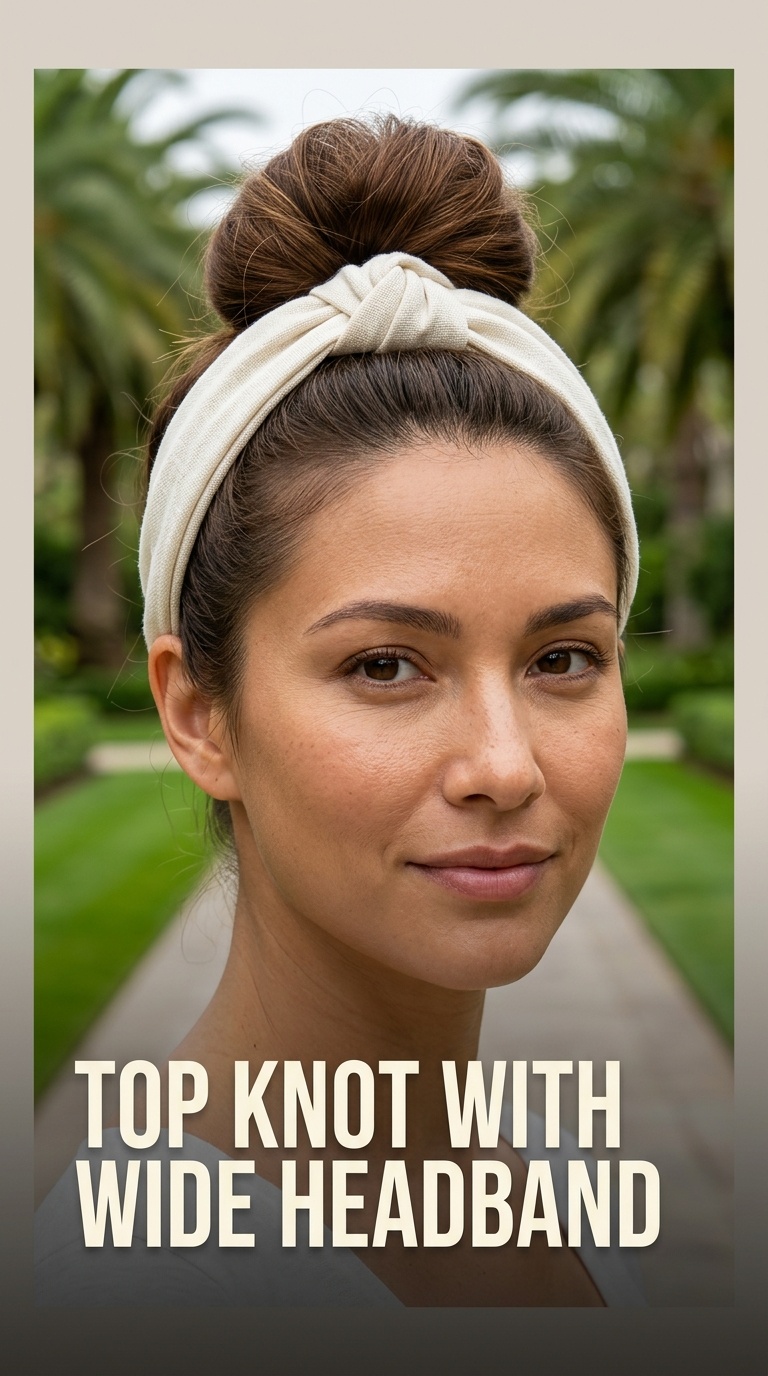 Top Knot with Wide Headband