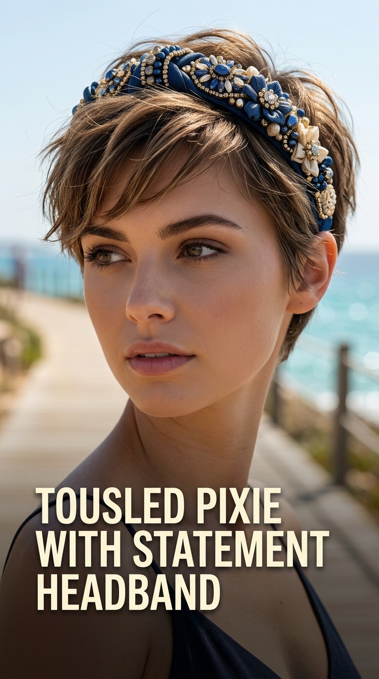 Tousled Pixie with Statement Headband
