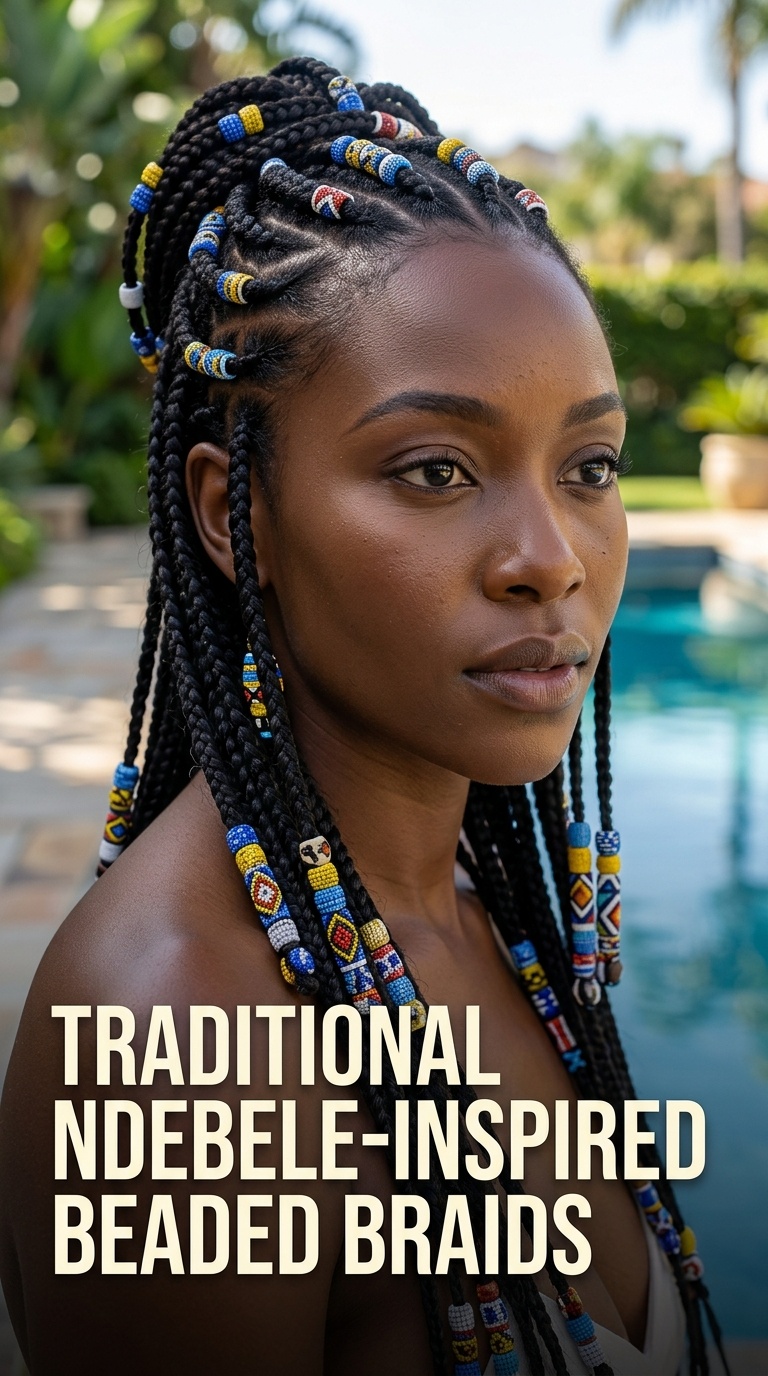 Traditional Ndebele-Inspired Beaded Braids