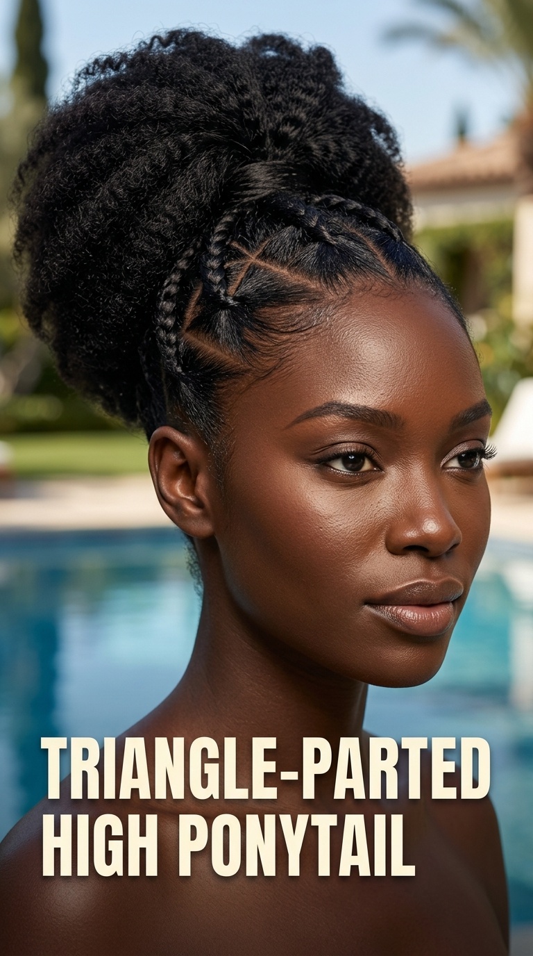 Triangle-Parted High Ponytail
