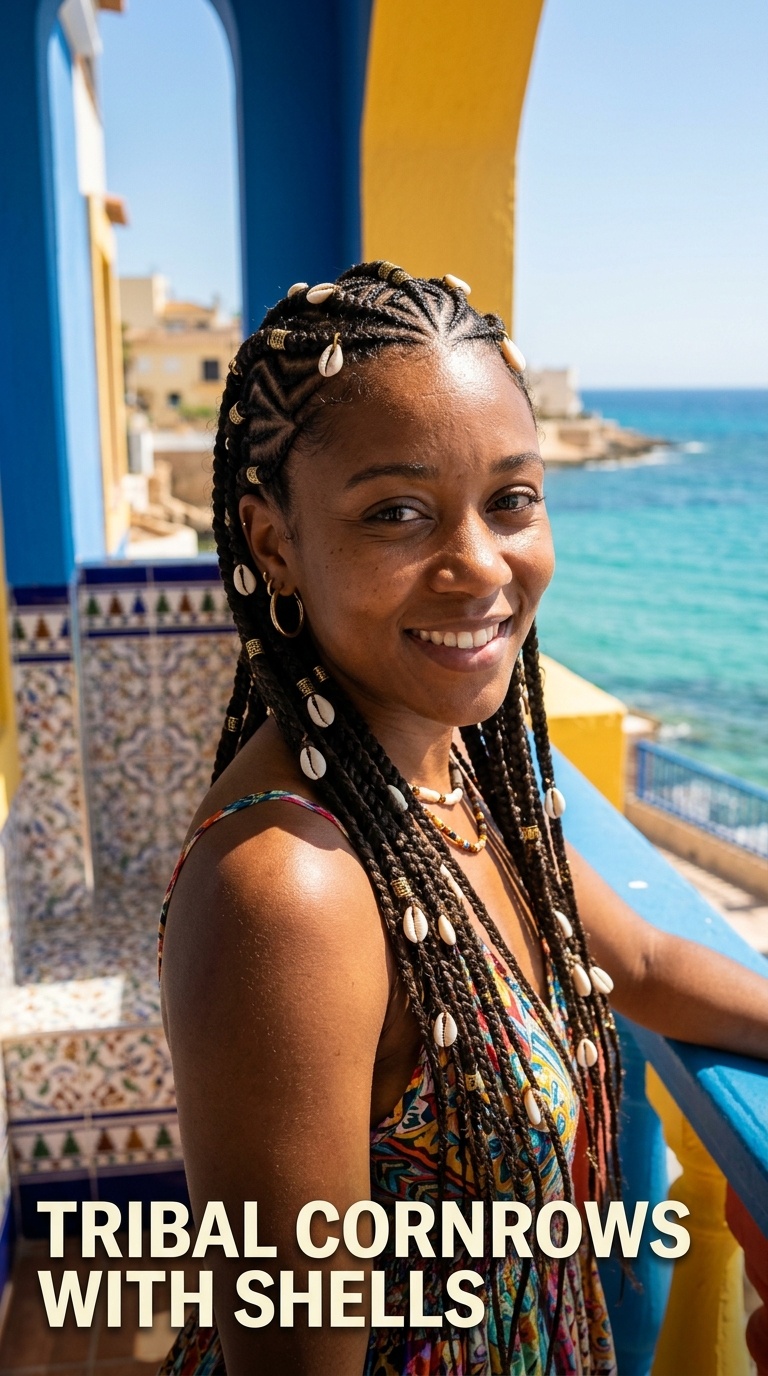 Tribal Cornrows with Shells