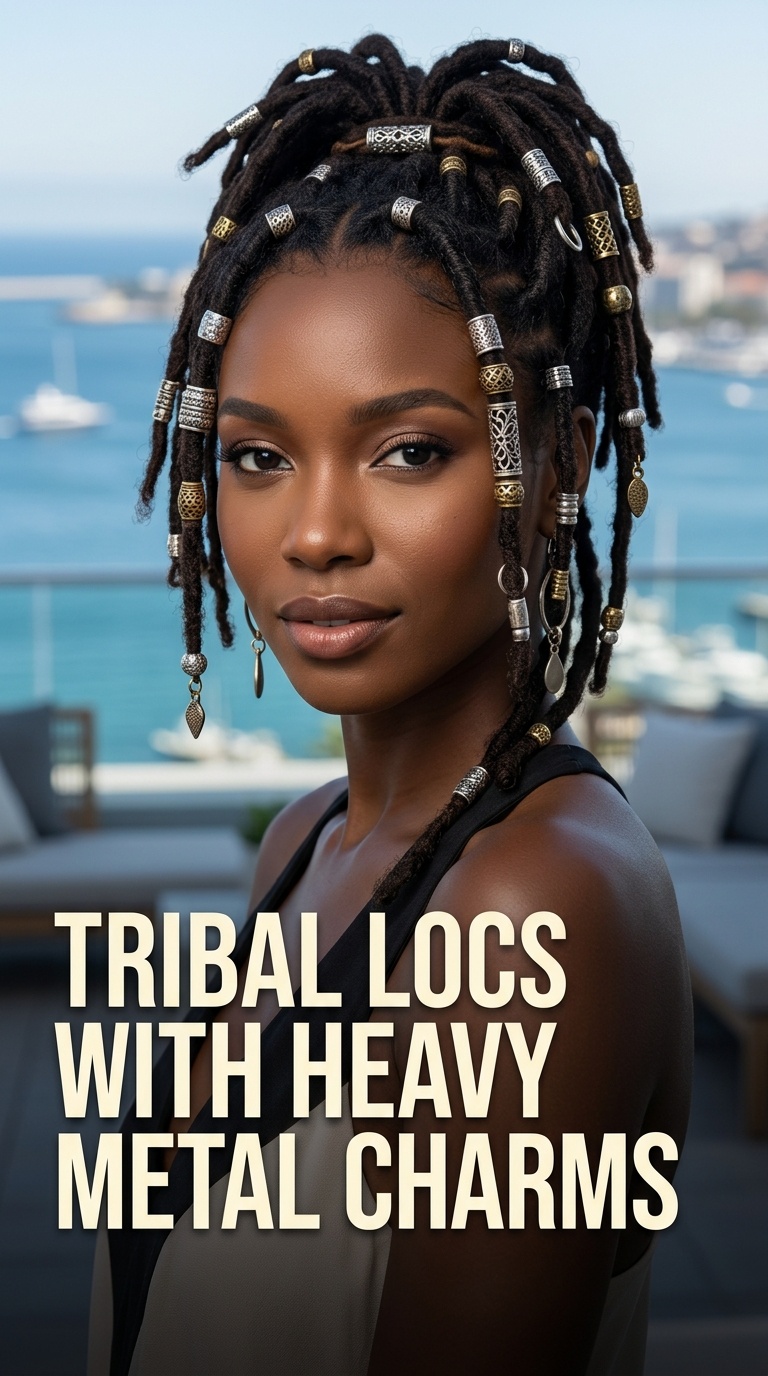 Tribal Locs with Heavy Metal Charms