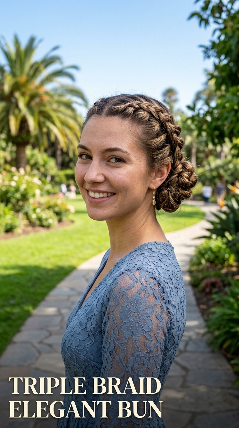 Triple Braid Elegant Bun