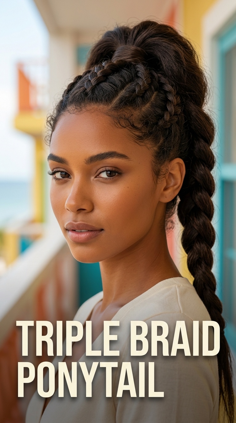 Triple Braid Ponytail