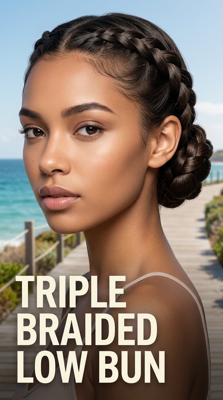 Triple Braided Low Bun