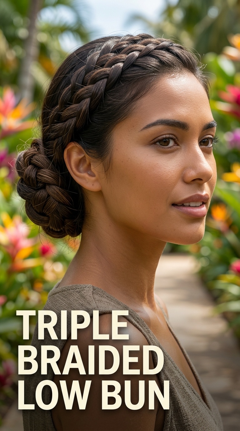 Triple Braided Low Bun