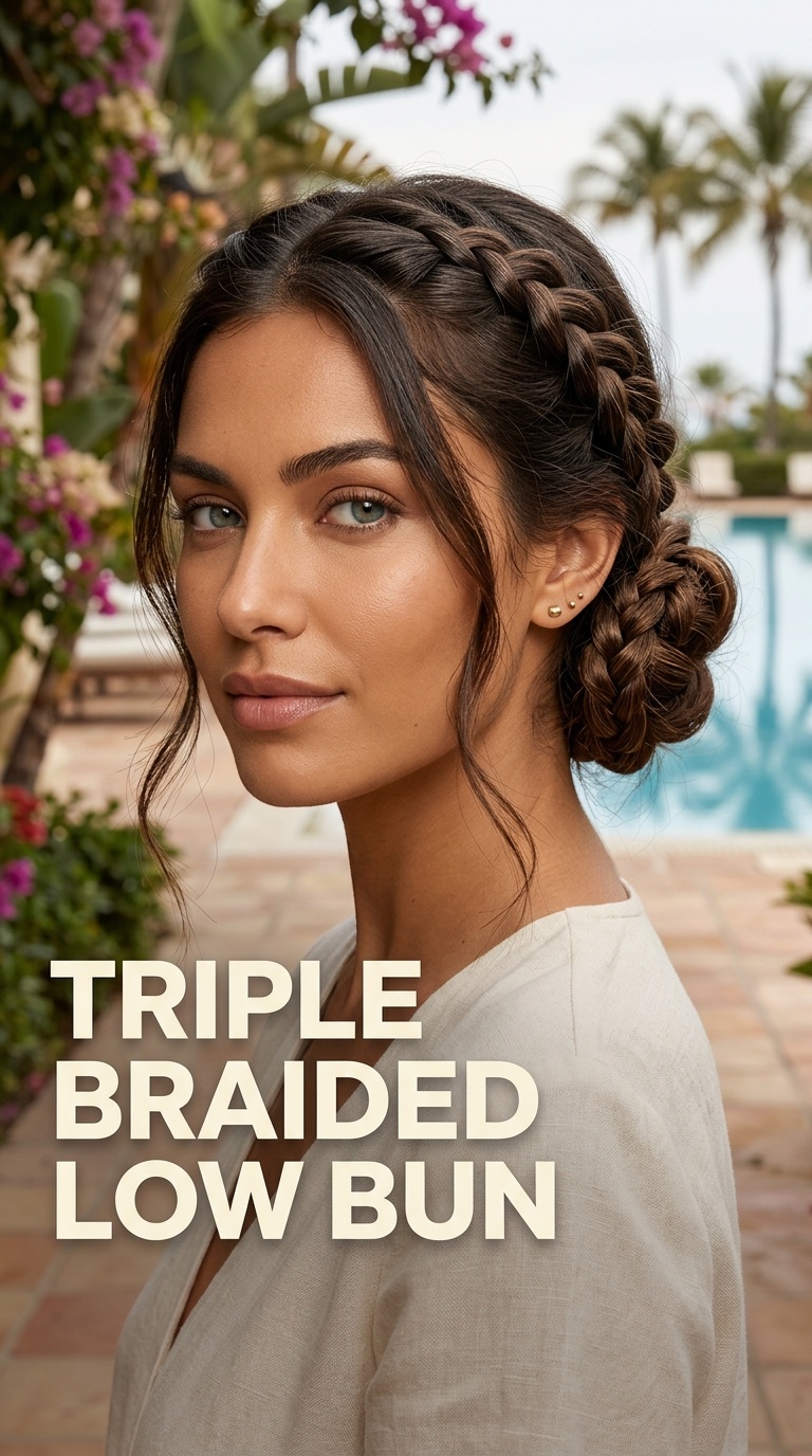 Triple Braided Low Bun