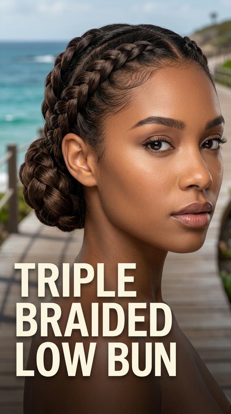 Triple Braided Low Bun