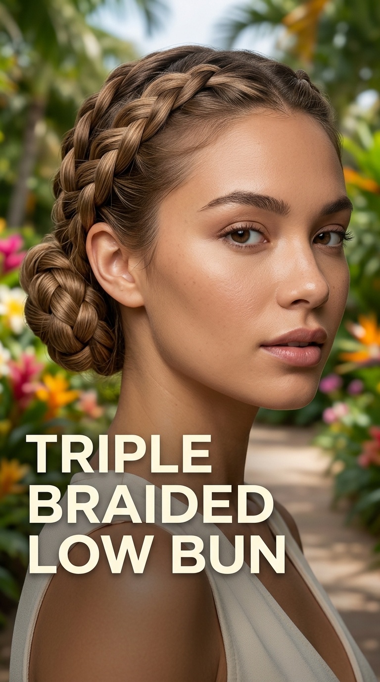 Triple Braided Low Bun