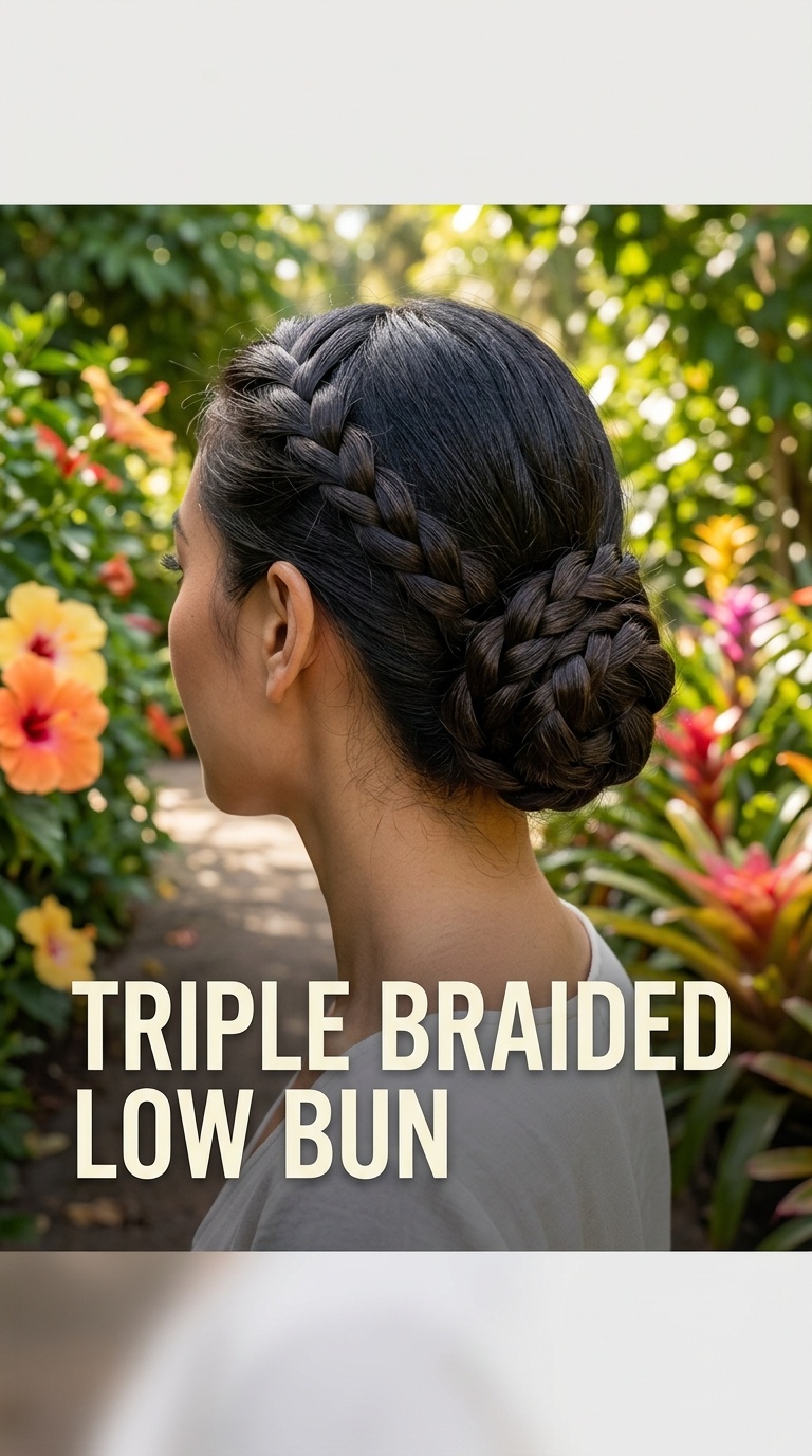 Triple Braided Low Bun